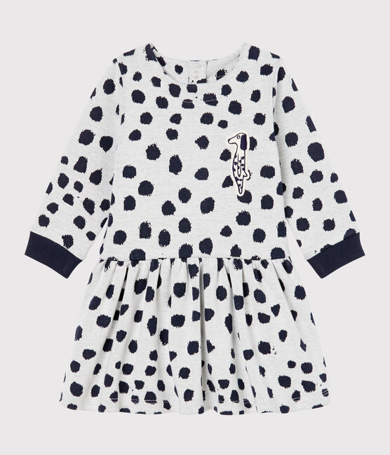 Robe manches longues bébé fille Jean Jullien blanc MARSHMALLOW/ DOTTIES