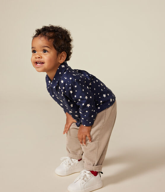 Chemise en flanelle bébé bleu MEDIEVAL/blanc MARSHMALLOW