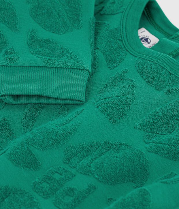 Sweatshirt &agrave; capuche b&eacute;b&eacute; en coton motifs palmiers vert