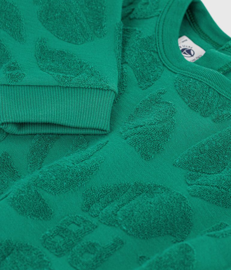 Sweatshirt &agrave; capuche b&eacute;b&eacute; en coton motifs palmiers vert
