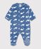 Surpyjama b&eacute;b&eacute; en polaire imprim&eacute; baleine bleu/blanc