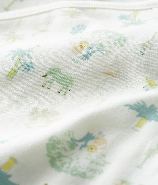 Combicourt bébé mixte en côte blanc MARSHMALLOW+AMANDIER/vert MULTICO