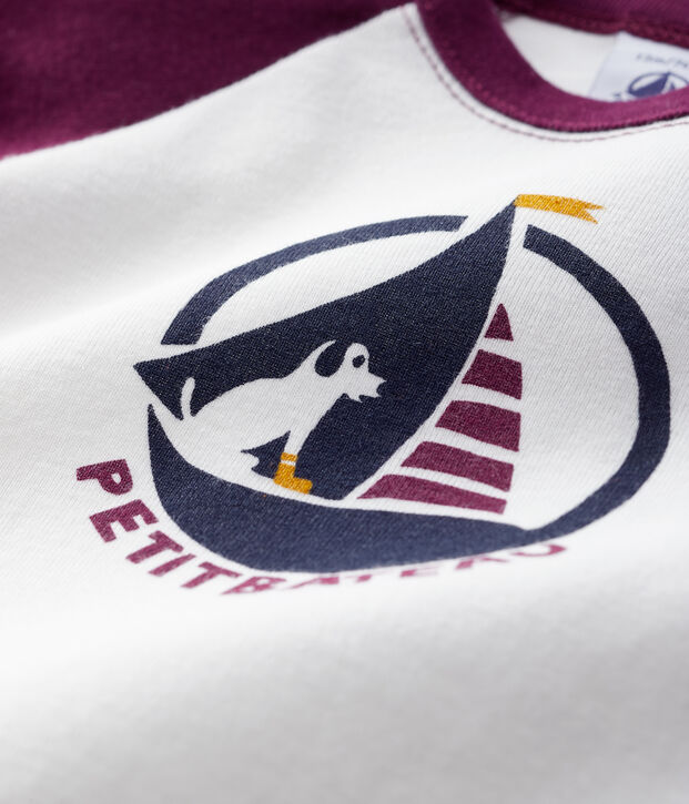 Tee-shirt b&eacute;b&eacute; gar&ccedil;on blanc/violet