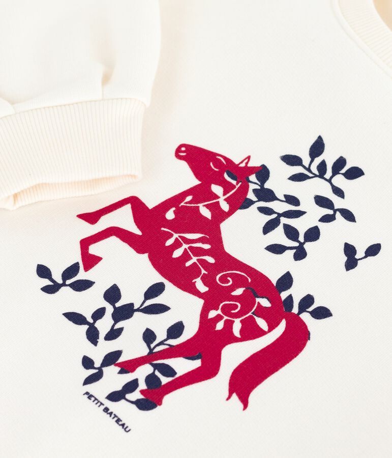 Sweatshirt enfant en coton imprim&eacute; &eacute;cru