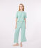 Pyjama femme en coton jambes larges à rayures vert ALOEVERA/blanc MARSHMALLOW