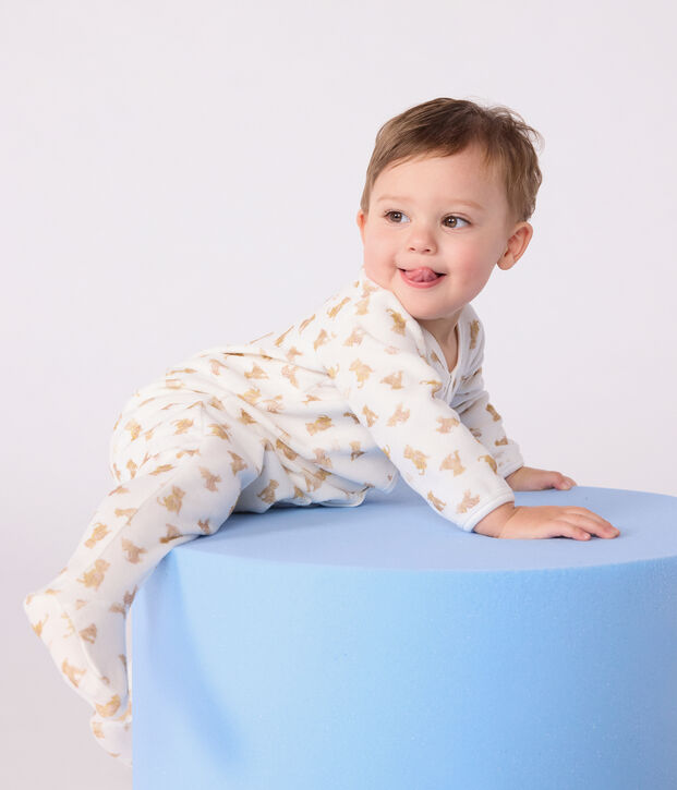 Pyjama b&eacute;b&eacute; en velours imprim&eacute; l&eacute;opards blanc/multicouleur