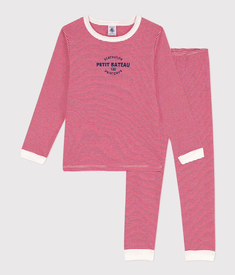 Pyjama milleraies en coton enfant rouge CORRIDA/blanc MARSHMALLOW