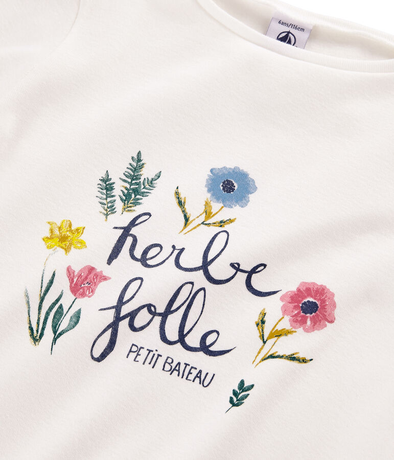 Tee shirt manches longues enfant fille blanc