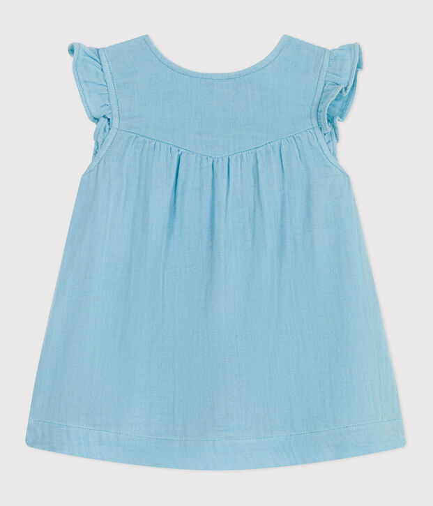 Robe b&eacute;b&eacute; en coton sans manches unie bleu