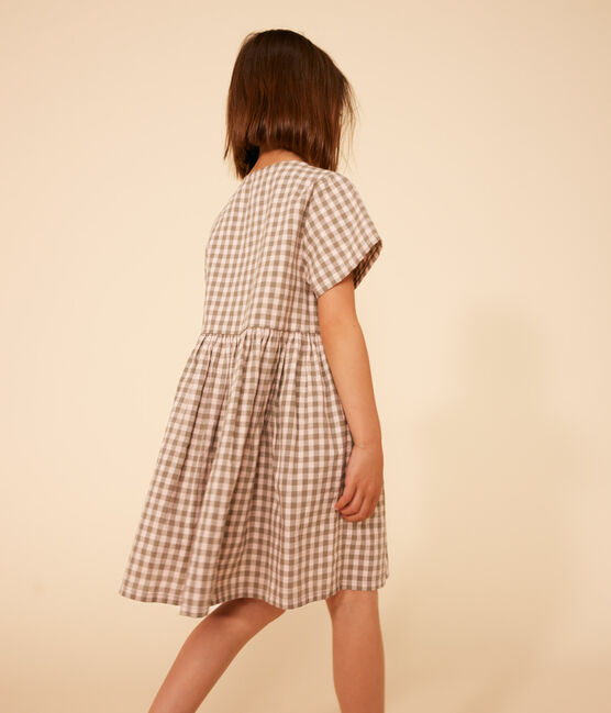 Robe manches courtes en seersucker enfant fille MARECAGE/ SALINE