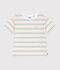 Tee-shirt enfant manches courtes en coton &agrave; rayures blanc/multicouleur