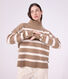 Pull &agrave; col roul&eacute; femme en laine et coton &agrave; rayures
