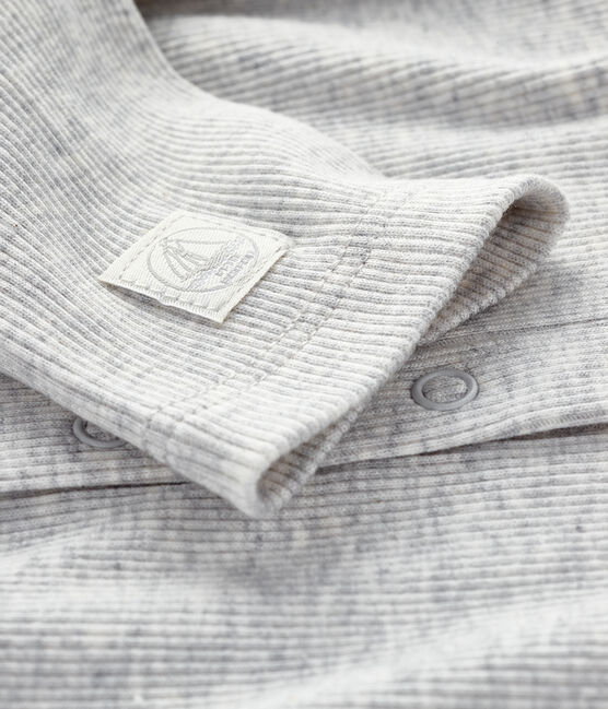 Cardigan bébé en côte 2x2 en coton biologique gris BELUGA CHINE