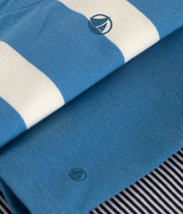 Ensemble b&eacute;b&eacute; deux pi&egrave;ces en coton cardigan uni et combicourte bleu/multicouleur