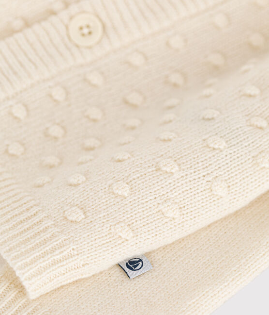 Cardigan en tricot de laine et nylon recyclé bébé écru AVALANCHE