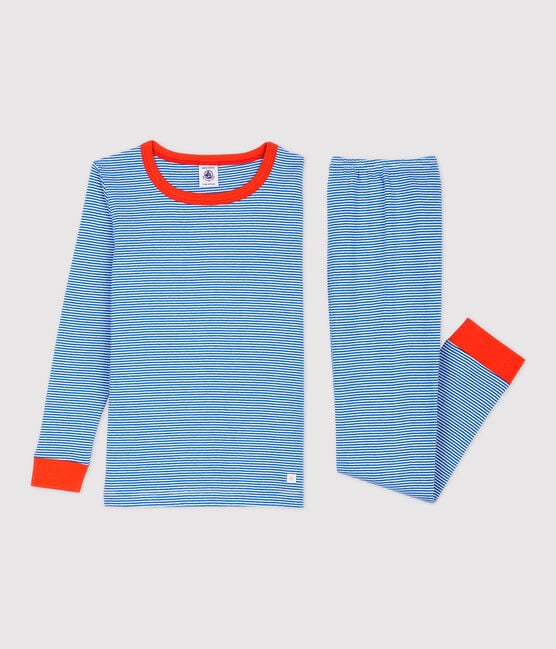 Pyjama snugfit rayé milleraies petit garçon bleu RUISSEAU/blanc MARSHMALLOW