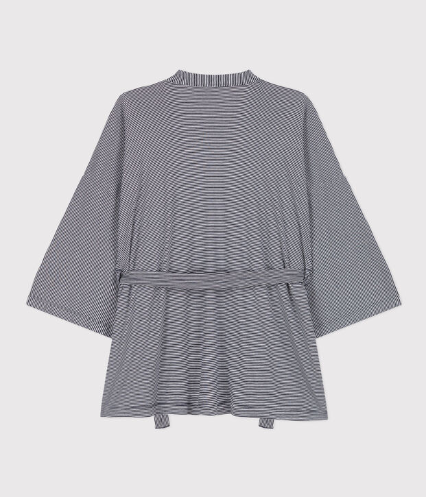 Kimono ray&eacute; femme bleu/blanc