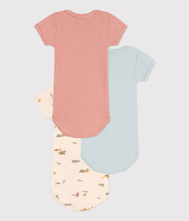 Lot de 3 bodies manches courtes animaux en coton multicouleur