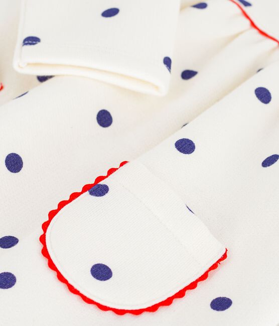 Robe bébé en coton manches longues, imprimée pois bleu MILK/ SOIR