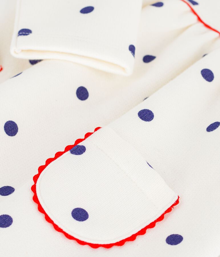 Robe b&eacute;b&eacute; en coton manches longues, imprim&eacute;e pois bleu MILK/ SOIR