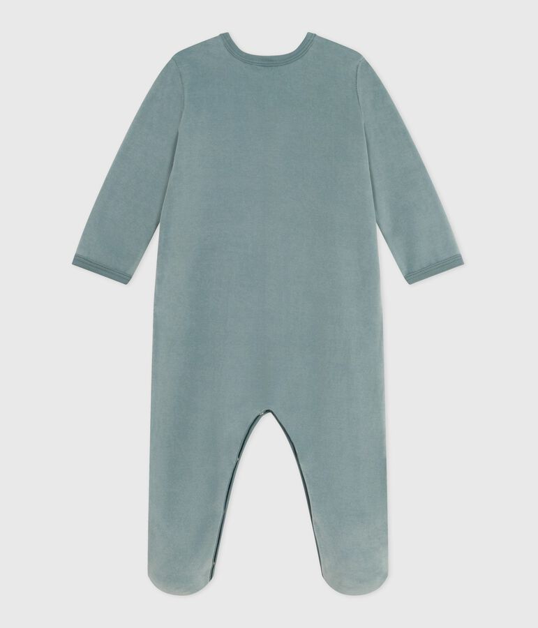 Pyjama b&eacute;b&eacute; en velours uni bleu
