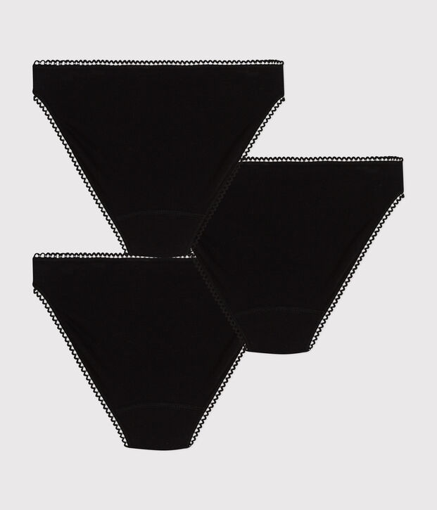 Lot de 3 culottes unies en coton et &eacute;lasthanne femme multicouleur