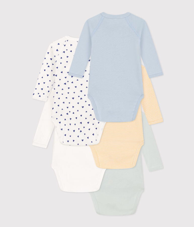 Lot de 5 bodies crois&eacute;s manches longues en coton variante 1