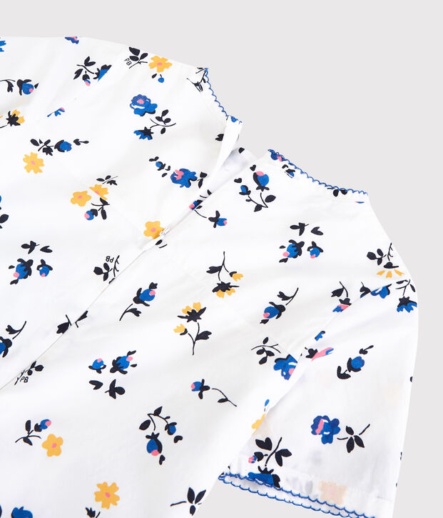 Robe manches courtes en coton enfant fille blanc/multicouleur