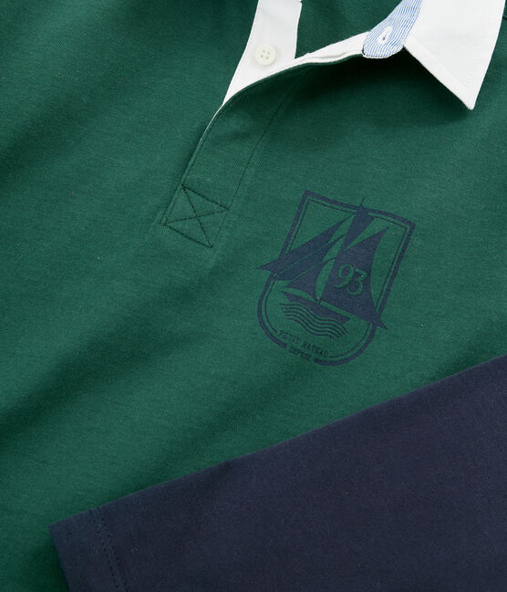 Polo rugby enfant garçon vert SOUSBOIS/bleu SMOKING