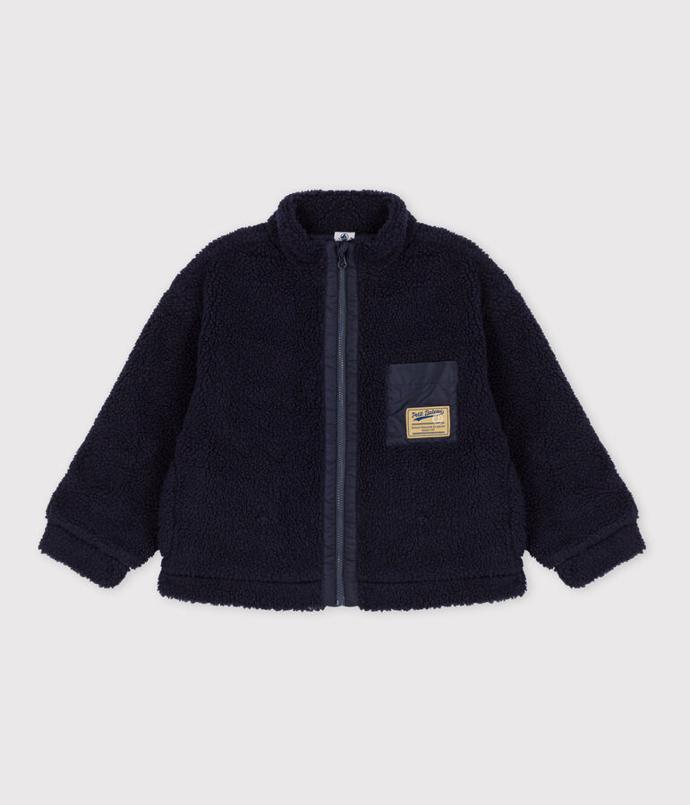 Veste en sherpa enfant gar&ccedil;on bleu SMOKING