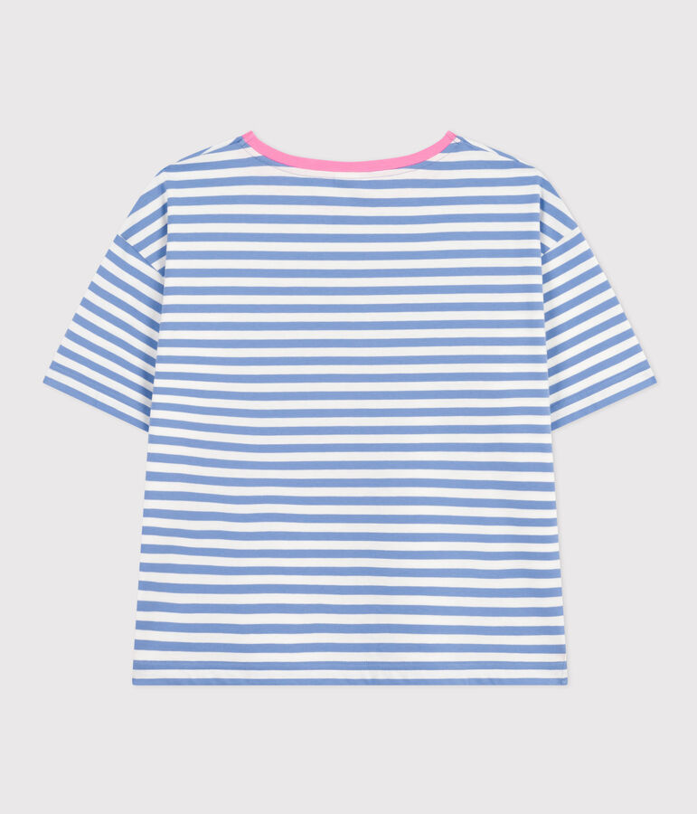 Tee-shirt le Boxy en coton ray&eacute; femme GAULOISE/ MARSHMALLOW
