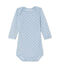 Body bébé garçon manches longues laine et coton bleu FRAICHEUR/gris TEMPETE
