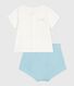 Ensemble naissance deux pièces en coton avec bas uni