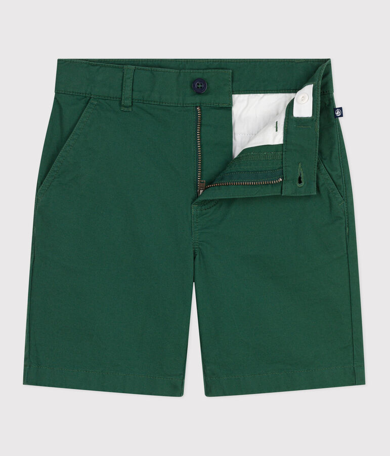 Bermuda short enfant en serge de coton uni vert WILLOW