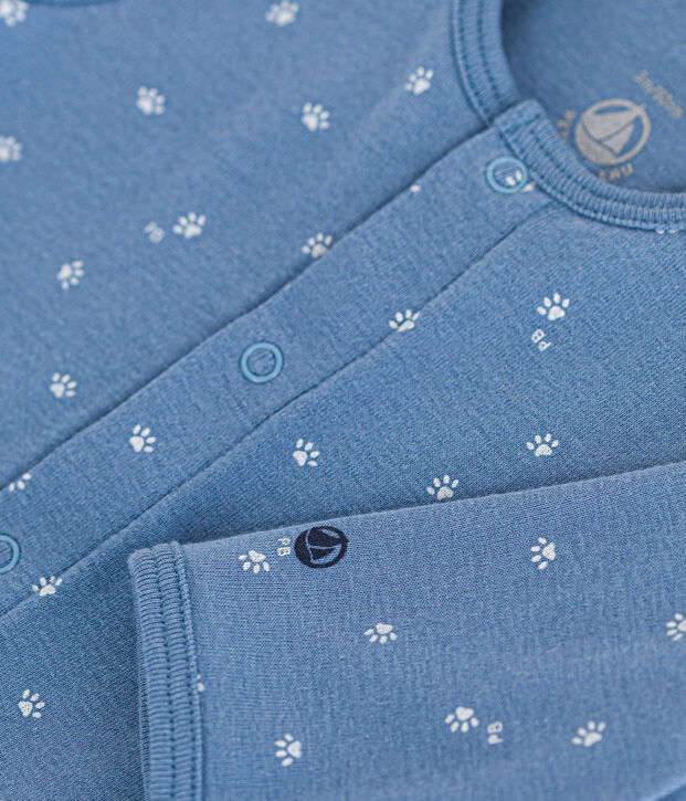 Bodyjama sans pieds en coton bleu/blanc