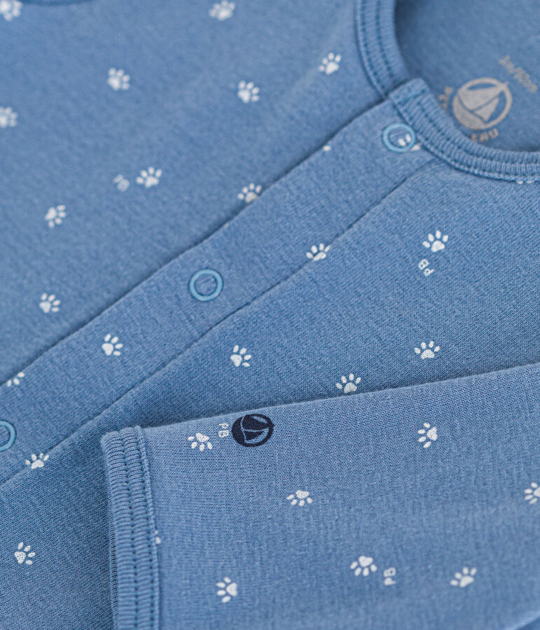 Bodyjama sans pieds en coton bleu/blanc