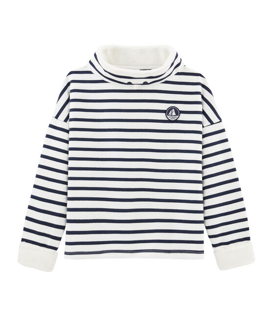 Sweatshirt enfant garçon blanc MARSHMALLOW/bleu SMOKING