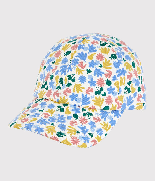 Casquette imprim&eacute;e &agrave; fleurs enfant fille blanc/multicouleur