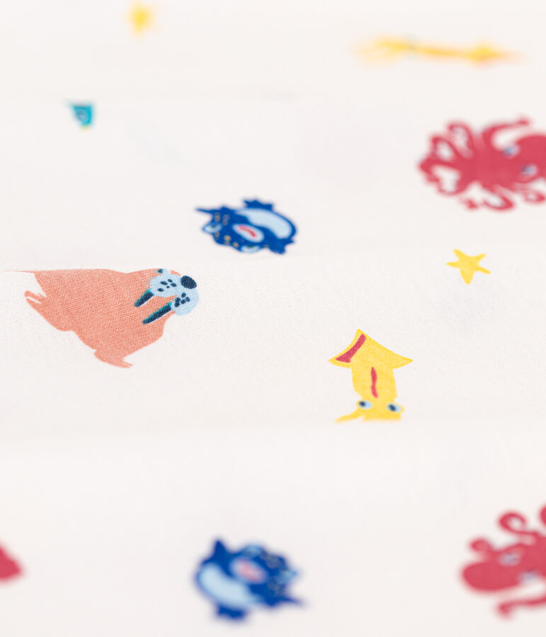 Chemise de nuit phosphorescente en coton petite fille blanc MARSHMALLOW/blanc MULTICO