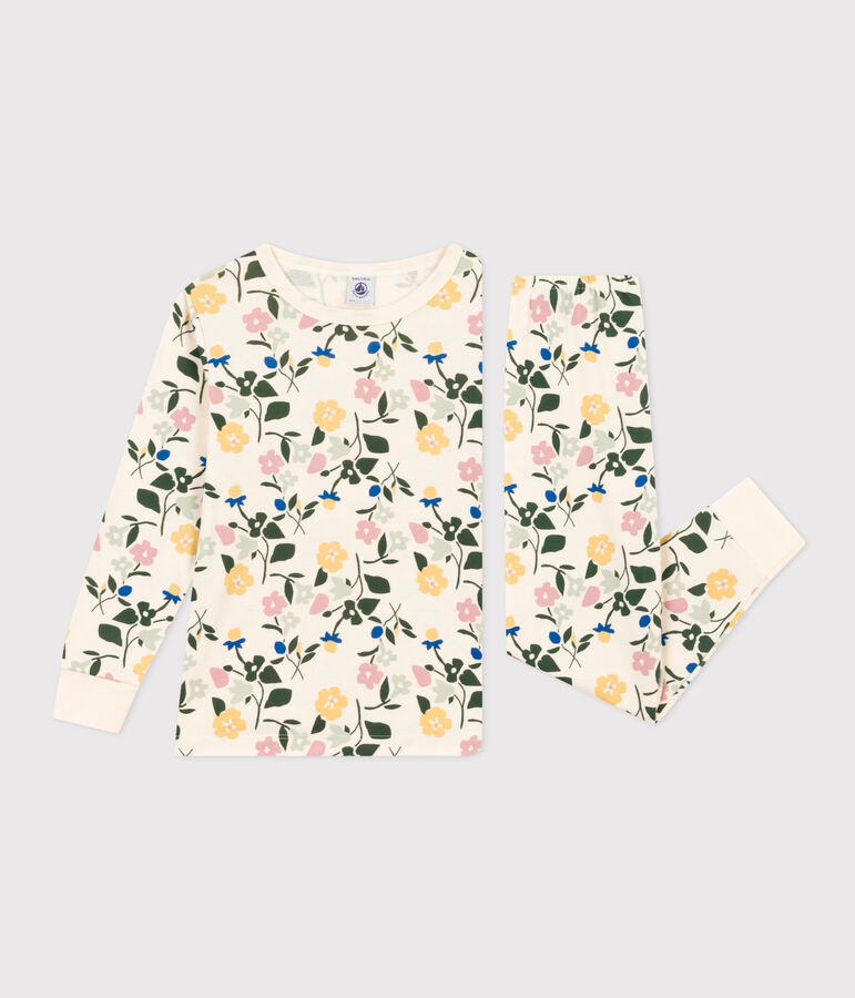 Pyjama imprim&eacute; en coton motif fleurs enfant blanc AVALANCHE/ MULTICO