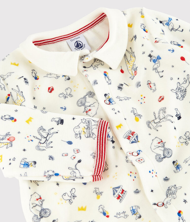 Dors-bien b&eacute;b&eacute; gar&ccedil;on en velours blanc MARSHMALLOW/blanc MULTICO