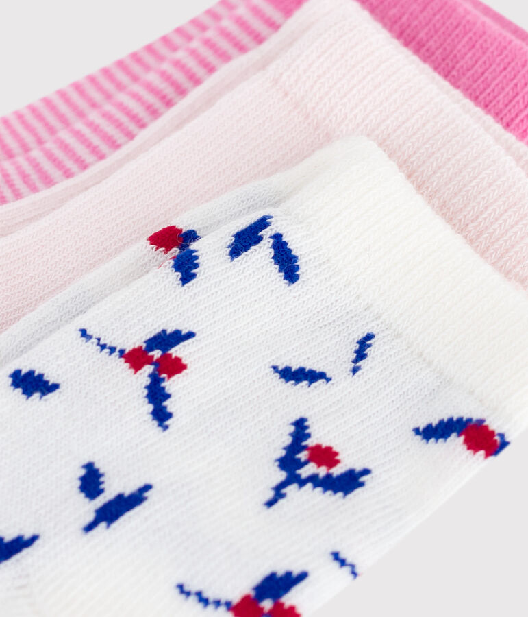 3 paires de chaussettes b&eacute;b&eacute; en coton imprim&eacute; fleurs multicouleur