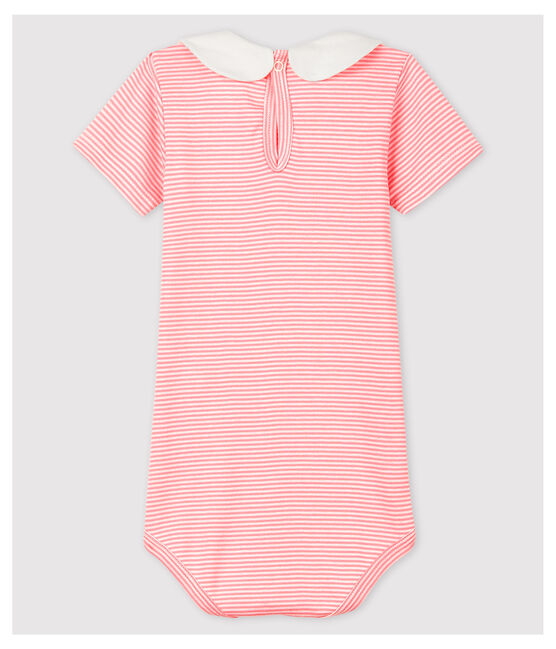 Body col claudine en coton bébé fille rose GRETEL/blanc MARSHMALLOW
