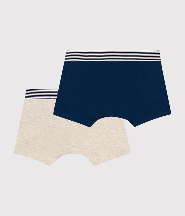 Lot de 2 boxers en coton et &eacute;lasthanne petit gar&ccedil;on multicouleur