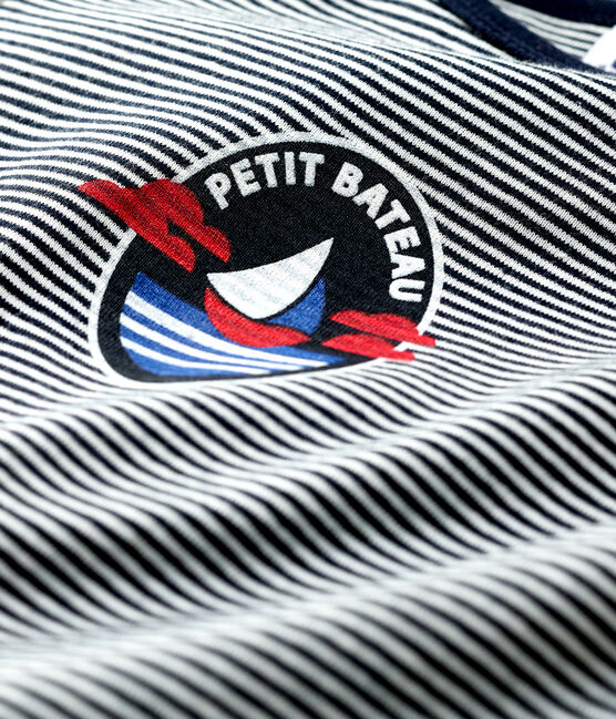 Tee-shirt manches courtes en coton bébé garçon bleu SMOKING/blanc MARSHMALLOW
