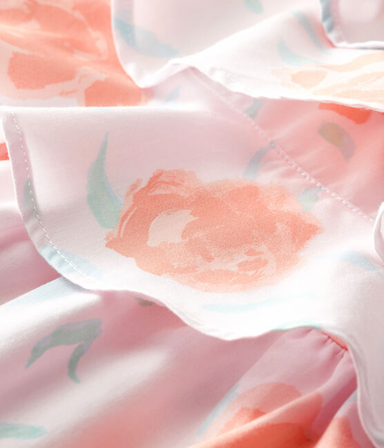 Robe bébé fille en coton imprimé rose VIENNE/blanc MULTICO