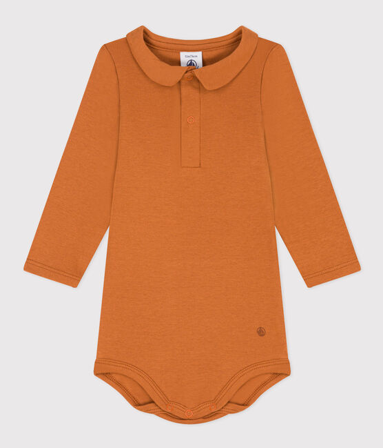 Body manches longues col en coton bébé marron ECUREUIL