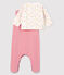 Ensemble 2 pièces fleurs roses bébé en en velours rose CHARME/blanc MULTICO