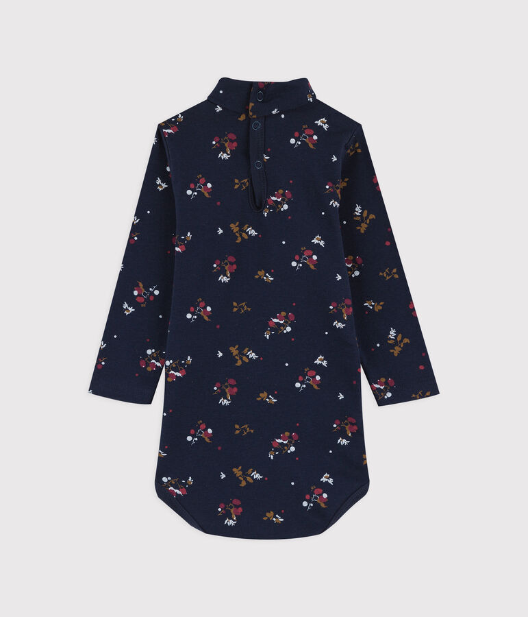 Body manches longues en coton b&eacute;b&eacute;. bleu SMOKING/blanc MULTICO