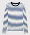T-shirt col rond iconique en coton Femme blanc MARSHMALLOW/bleu SURF